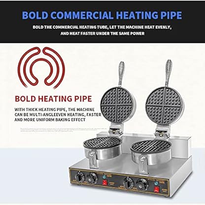 ZOLPINL Elektrisches Waffeleisen mit Antihaftbeschichtung, 1400 W, kommerzielles Waffeleisen mit Temperatur- und Zeitregelung, Waffelbackmaschine aus Edelstahl für Bäckerei, Zuhause und Kü – Bild 6