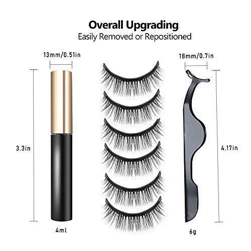 Magnetic Eyelashes with Magnetic Eyeliner Kit，3D No Glue Waterproof Fake Reusable False Eye Lashes（3 Style） - Thumbnail 2