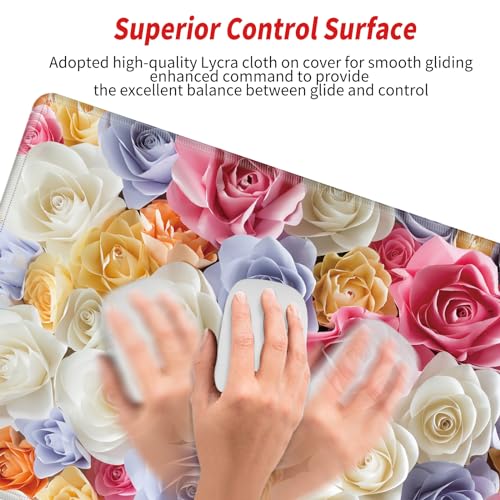 Image of 36x12 Desk Mat Pink Rose Mouse Pad Gaming Long Desk Pad Large Mousepad XXL Mouse Mat Extended Computer Mat for Wireless Mouse Non Slip Work Women