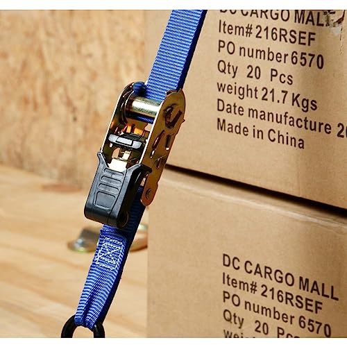 4 Ratchet Straps 1" X 15' - Motorcycle, Kayak Ratcheting Strap Tie-Downs W/Durable Polyester And Vinyl-Coated S Hooks | Tie Down Cargo Securely In Pickup Bed, Moving Truck, Trailer #TOP4
