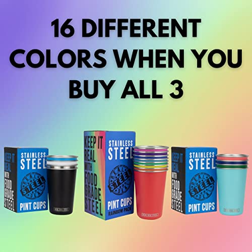 Real Deal Steel Party Pints: 16 Oz Pint Cups, Stackable Tumblers, Eco Friendly Premium Metal Drinking Glasses #TOP1