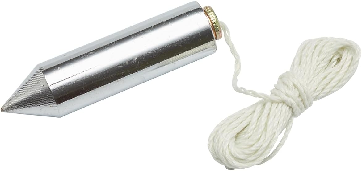 2 inch (50mm) Heavy Duty Steel Plumb Bob and Line, 2.5m (8ft), Plumb Line for Wallpaper Hanging, Boxing in Pipes, Bricklaying and Perfect Straight Vertical Lines