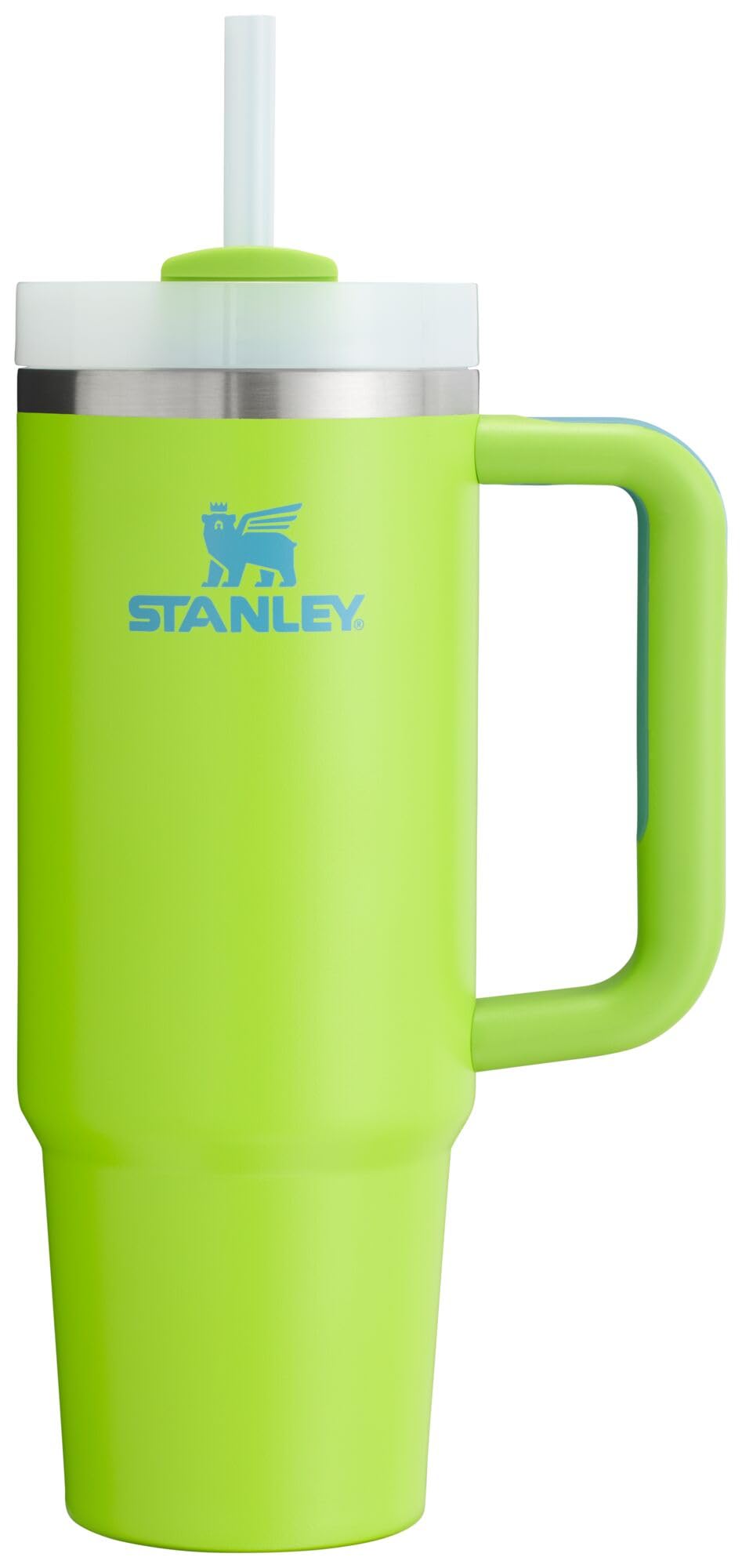 Stanley Quencher H2.0 Tumbler with Handle and Straw 30 oz Flowstate 3-Position Lid Cup Holder Compatible for Travel Insulated Stainless Steel Cup BPA-Free Bright Lime