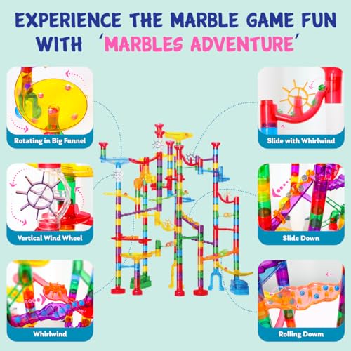 image for Meland Marble Run - 208Pcs Marble Maze Game Building Toy for Kids, Mar