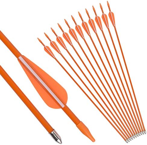 NIKA ARCHERY Fiberglass Arrows Youth Kids Practise Recurve Bows Compound Bow Shooting 12 pcs 28 inch Shafts