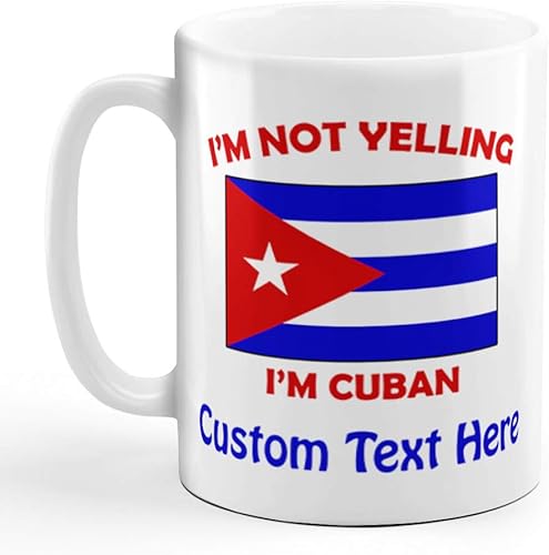 Vista 7 de Taza de té de cerámica con texto en inglés "I M Not Yelling I Am Cuban Cuba Cubans", regalo de Navidad para hombres y mujeres Solo diseño