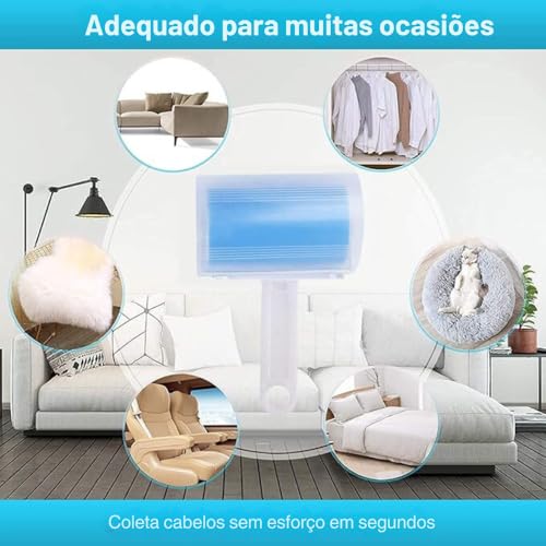 Rolo Adesivo Lavável para Remover Pelos e Poeira, Reutilizável, Compacto e Econômico, Ideal para Rou