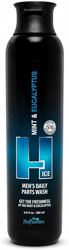 Sabonete líquido íntimo masculino HOT FLOWERS com menta e eucalipto, 130 mL