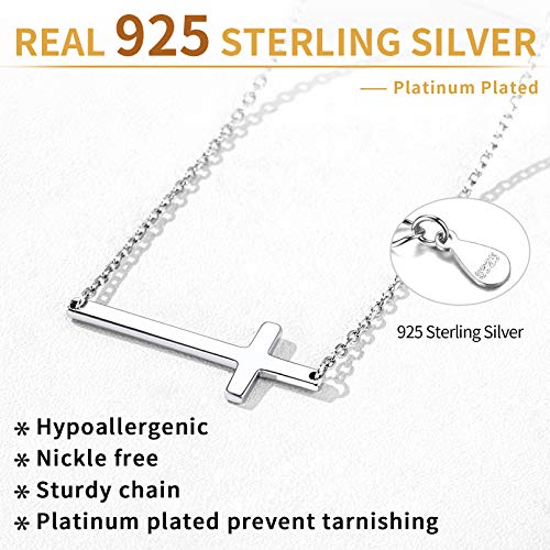 Chicsilver Personalized Tiny Sideways Cross Necklace For Women, 925 Sterling Silver Cross Choker Religious Custom Engraved Christian Jewelry #TOP4