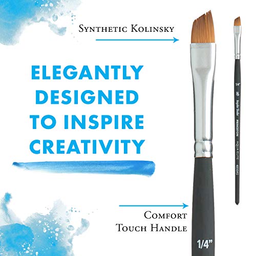 Image of Princeton Aqua Elite, Series 4850, Synthetic Kolinsky Watercolor Paint Brush,Angle Shader, 1 /4 Inch