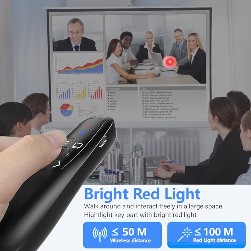 2-in-1 USB Type C Wireless Presenter für Präsentationen Fernbedienung Laptop Powerpoint, 2.4GH USB Wiederaufladbar Präsentation Fernbedienung Präsentator Pointer Präsentationspointer für Windows Mac