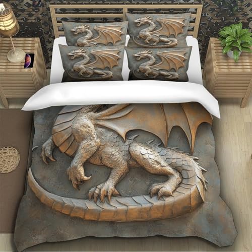 Parure de lit dragon 3D hypoallergénique housse douce - 5