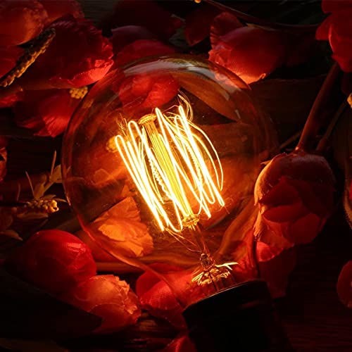 Image of Pack of 3 Edison Ball Filament Bulb E27 ES Screw Fitting, 40W Large G95 Retro Squirrel Cage Dimmable Retro Bulb, Vintage Decorative Light with Amber Glass