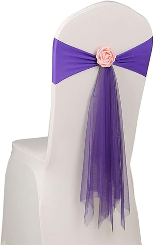 JK Home Lot de 6 Ruban de Chaise en Organza Elastique Bande 