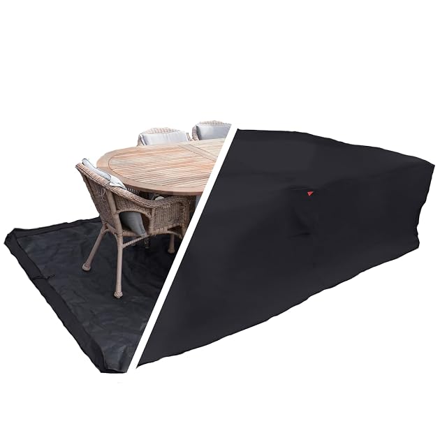 HOME It Garden Pokrowiec na meble ogrodowe 235×180×95 cm – Oxford 600D powlekany PVC, wodoodporny, ochrona UV, 2 otwory wentylacyjne, zamek błyskawiczny i ściągacz, czarny