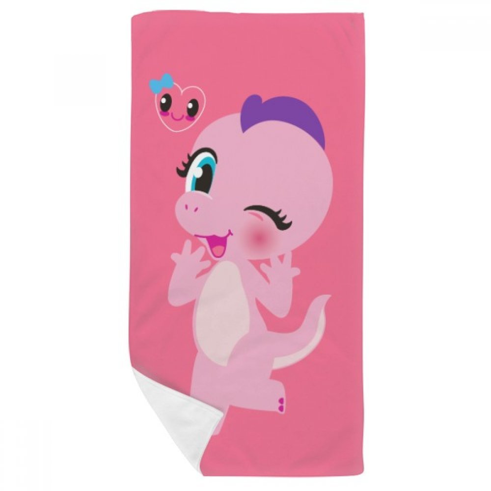 Serviette de bain doux motif dinosaure 35x70cm au tissage délicat multicolor