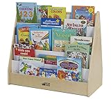 ECR4Kids Birch Pic-A-Book Display Stand with Dry Erase White Board and Storage, Wood Book Shelf Organizer for Kids, Natural