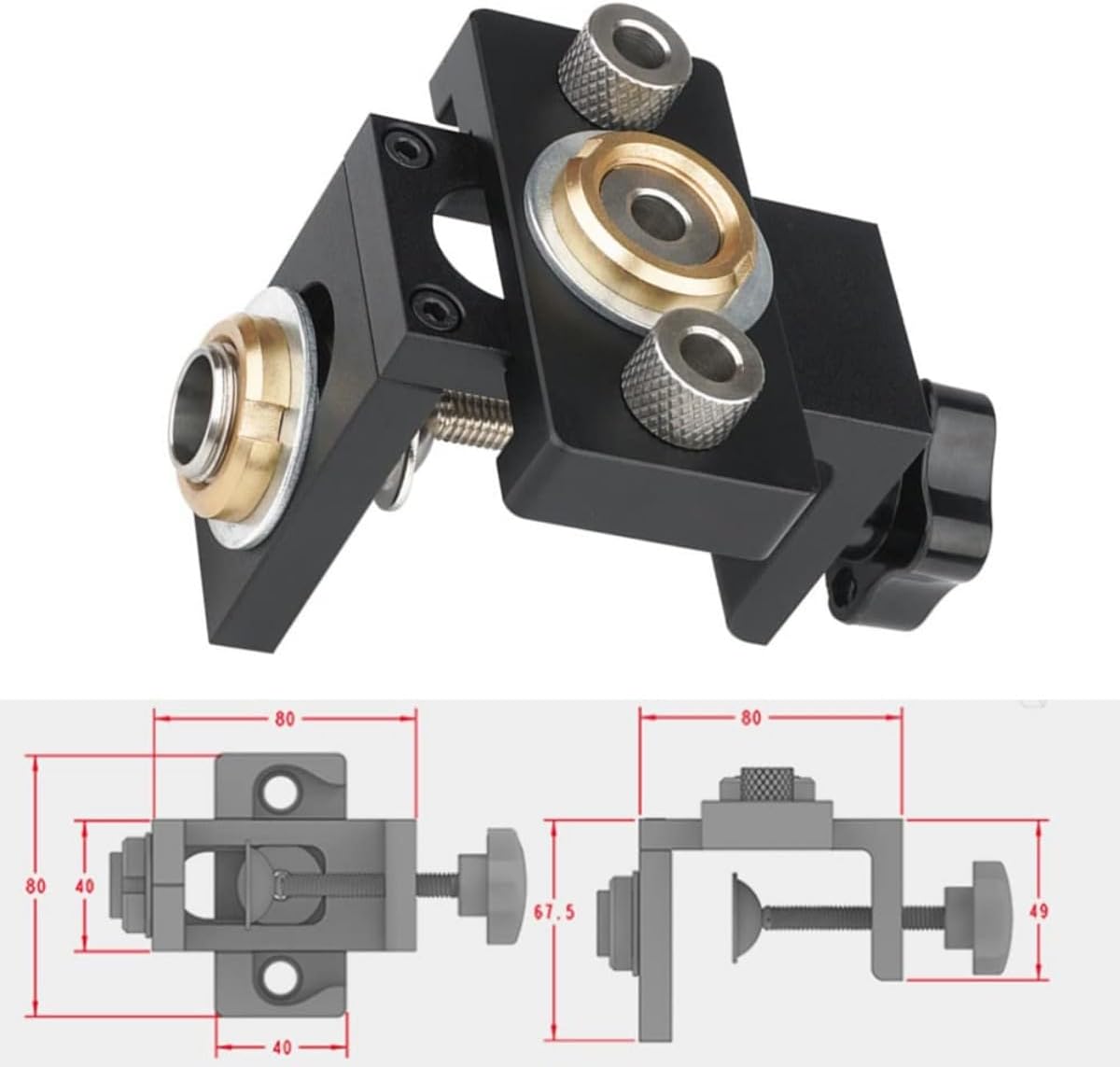3 In 1 Adjustable Doweling Jig Woodworking Pocket Hole Jig with 6 8 10 12 15mm Drill Bit for Drilling Guide Locator Puncher Tool (Package 1)