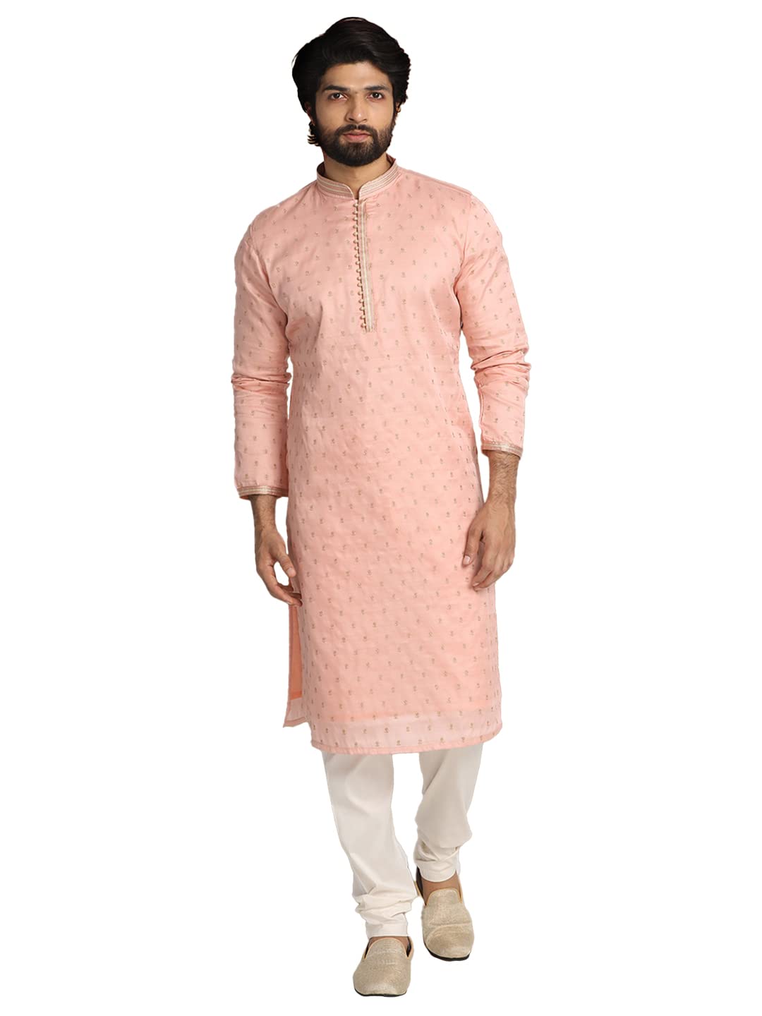 Men's Hand Embroidered Kurta Set (2pcs) with Minimalist Motifs-image-45