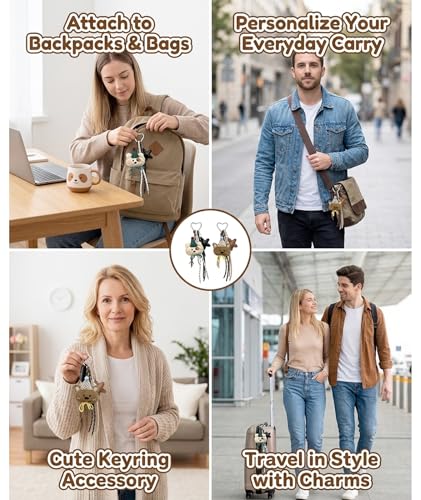 Image of 2PCS Bag Charms for Handbags, Handbag Charms, Two Adorable Bear Plush Keychains in White and Brown, Cute Bag Accessories for Personalization and Style Enhancement, Ideal for Daily Use and Gifting