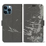 【妙高高原】地図柄iPhoneケース（手帳タイプ）モノトーン・iPhone 12 / 12 Pro 用