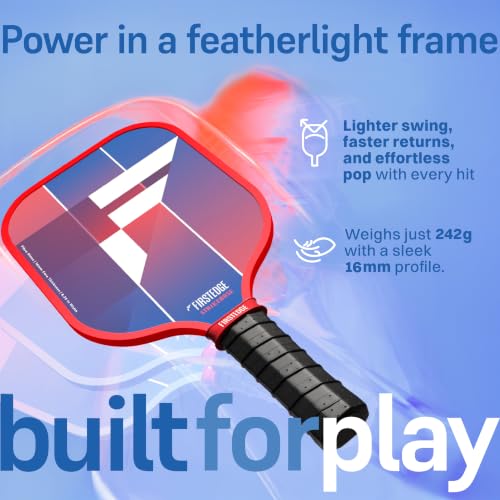 Image of StrikeBase Fibreglass Pickle Ball Racket | Wide Body Pickleball Paddle | Grit Painted Surface | Dual-Tone Edge Guard | Lightweight (Storm Blue)-16MM