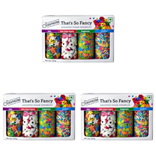 Image of Serapheena Sugar Sprinkles - That's So Fancy, 100g | Cakes and Cupcakes Decoration Kit (Pack of 3)
