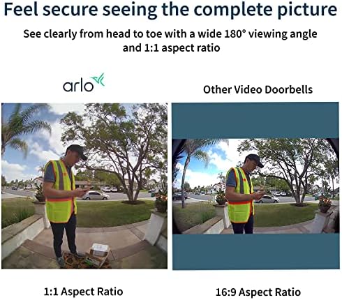 Arlo Essential Wired Video Doorbell - HD Video, 180° View, Night Vision, 2 Way Audio, DIY Installation (wiring required), Security Camera, Doorbell Camera, Home Security Cameras, White - AVD1001