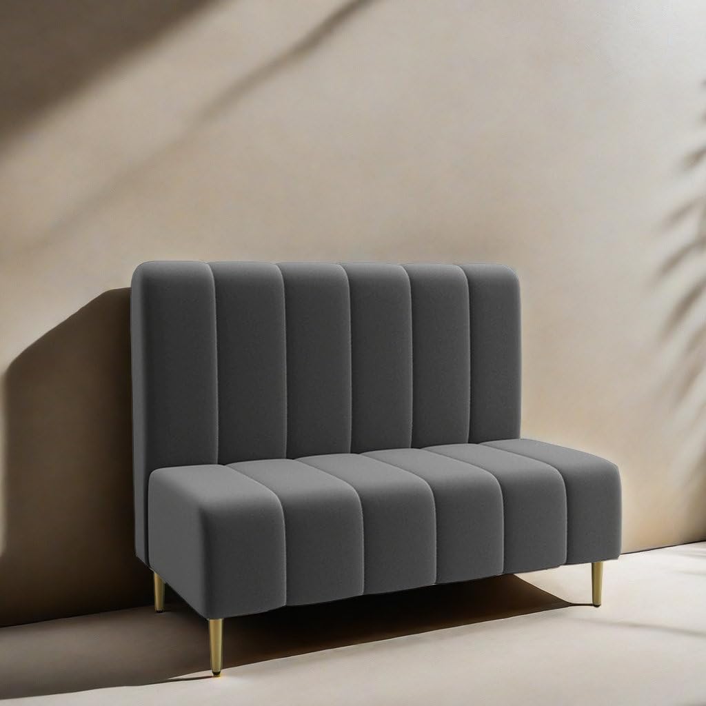 Modern Upholstered Restaurant Booth Seating Sofa | Premium Fabric Café Bench Seating with Metal Legs | Ideal for Café, Restaurant, Lounge & Commercial Spaces (Charcoal Grey)-image-20
