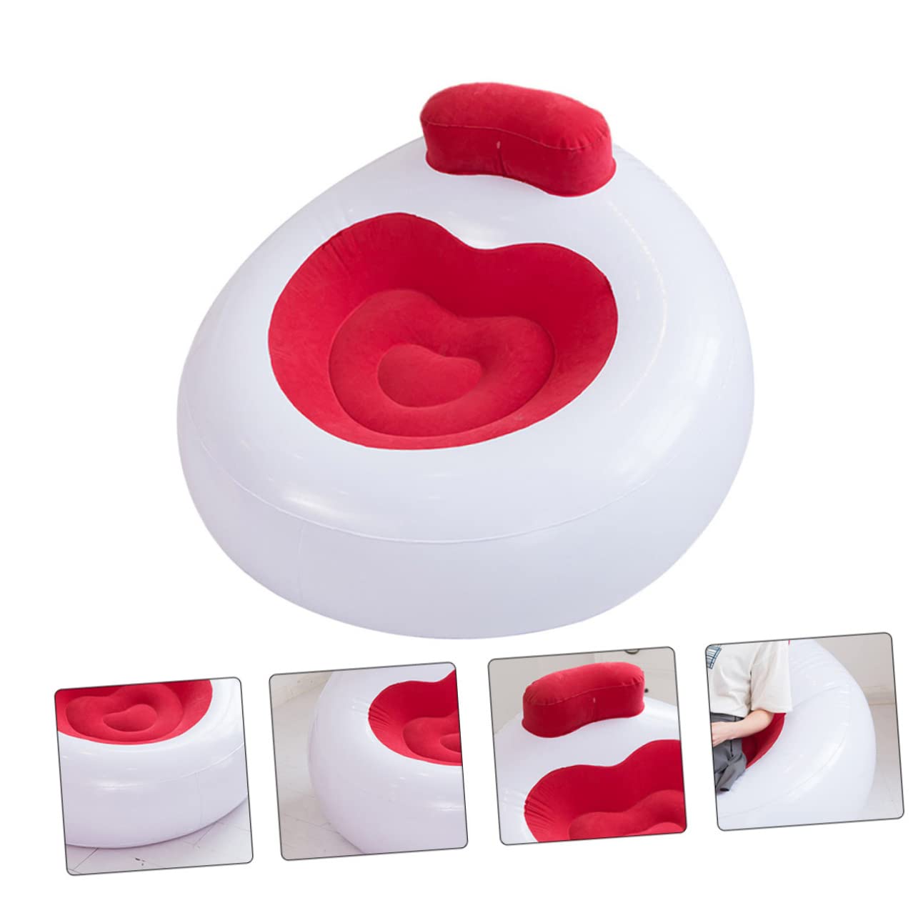 Toyvian 1 Szt Składana Dmuchana Sofa Powietrze Przenośne Dmuchana Poduszka Na Stołek Wysadzony Leżak Przenośna Sofa Dla Nadmuchiwany Fotel Rozkładany Leżak Plażowy Pcv Rumieniec Z Oparciem