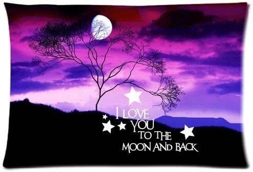 Sagittariusoo Beautiful Evening Galaxy Nebula landscape I Love You to the Moon Back background Decorative Cushion Cover Pillowcase,20x30inch 50% cotton 50% polyester material,two-sided