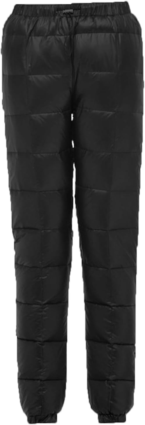 Womens Down Pants Winter Plus Size Outdoor Ski Snow Puffer Pants Quilted Warm Trouser Cinch Bottom Puffy Sweatpants