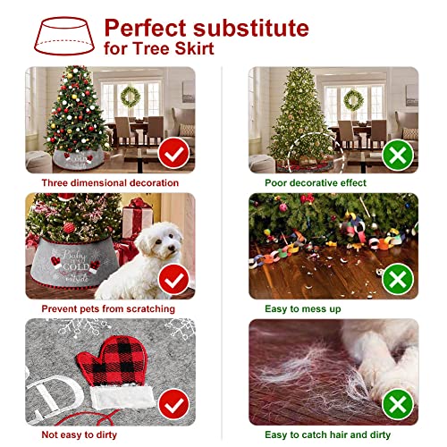 Nibesser Christmas Tree Collar, 30 Inches Tree Skirt Ring Grey Basket Rustic Farmhouse Style Tree Stand Cover Plastics Sheets With Collar Cover Christmas Tree Decoration Xmas Ornaments #TOP7