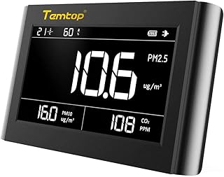 Temtop Air Quality Monitor Carbon Dioxide Temperature and Humidity Tester Professional PM2.5 PM10 Meter Indoor Air Pollution Detector Thermometer for Home Office School Gym (P1000)