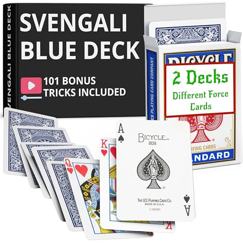 Jeu de cartes Svengali Bicycle bleu lot de 2 par Ted's Sterling Magic pour tour de magie