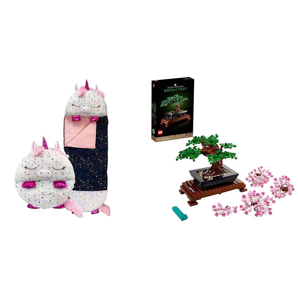 Kids Sleeping Bag - Shimmer Unicorn - Plush Toy, Comfy Sleeping Bag & LEGO Albero Bonsai, Piante Artificiali, Costruzione in Mattoncini