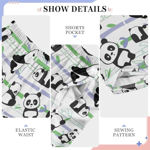 ZZXXB Panda and Striped Boys Long Pants Soft Trousers Elastic Waist Kids Lounge Bottoms with Pockets S-XL4