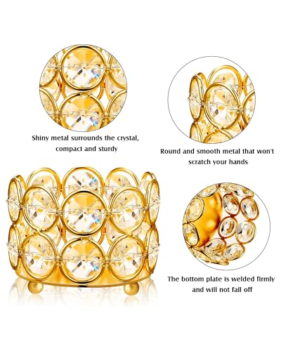 Image of Homesake Crystal Tea Light Candle Holders, Votives Bowl Candle Holders for Home Decoration, Diya Diwali Lights Centerpieces for Wedding Home Party Table Decoration, (Gold Set of 4)