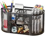 Organisateur de bureau en mailles, support de stylo rose et organisateur de bureau avec compartiments, organisateurs de tiroirs de bureau et accessoires pour l'école de bureau