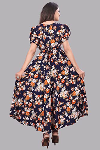 Image of FLARED ALINE MAXI DRESS WITH FLORAL PRINT FOR WOMEN