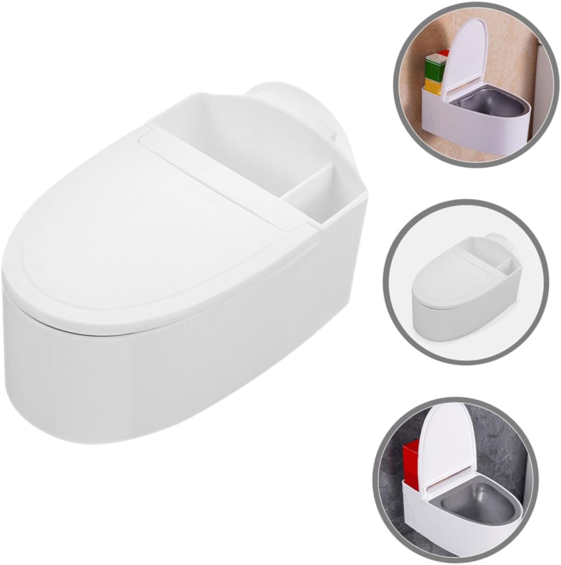 Generic 4 Pcs Wall-mounted Covered Ashtray with Metal Inner Liner Bathroom Use Ash Storage Holder Home Bathroom Smokeless Ashtray Decor