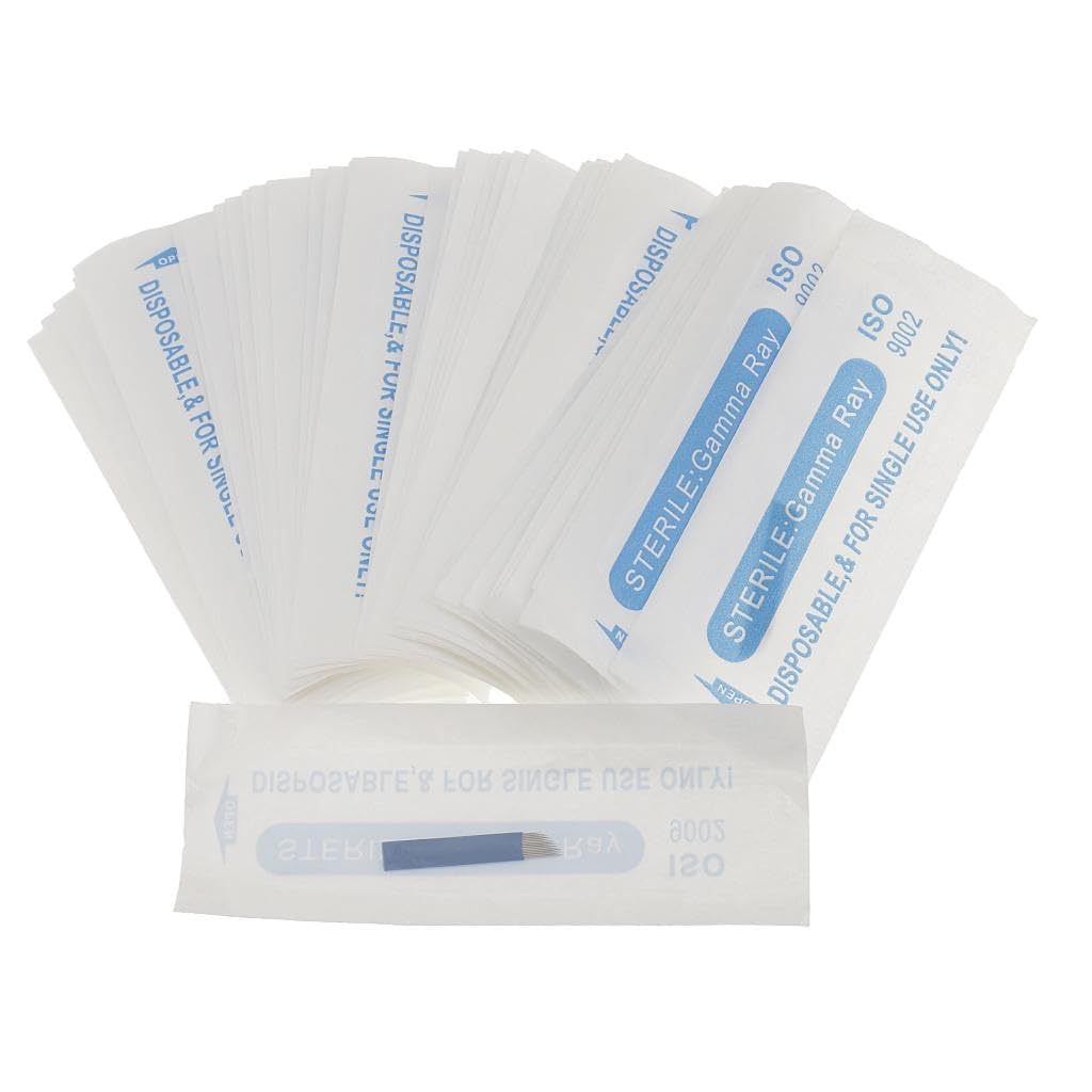 50Piece 14Pin Permanent Makeup Needles Eyebrow Tattoo Microblading Pen Blue | 50 Pieces x Microblading Needles-picture-10