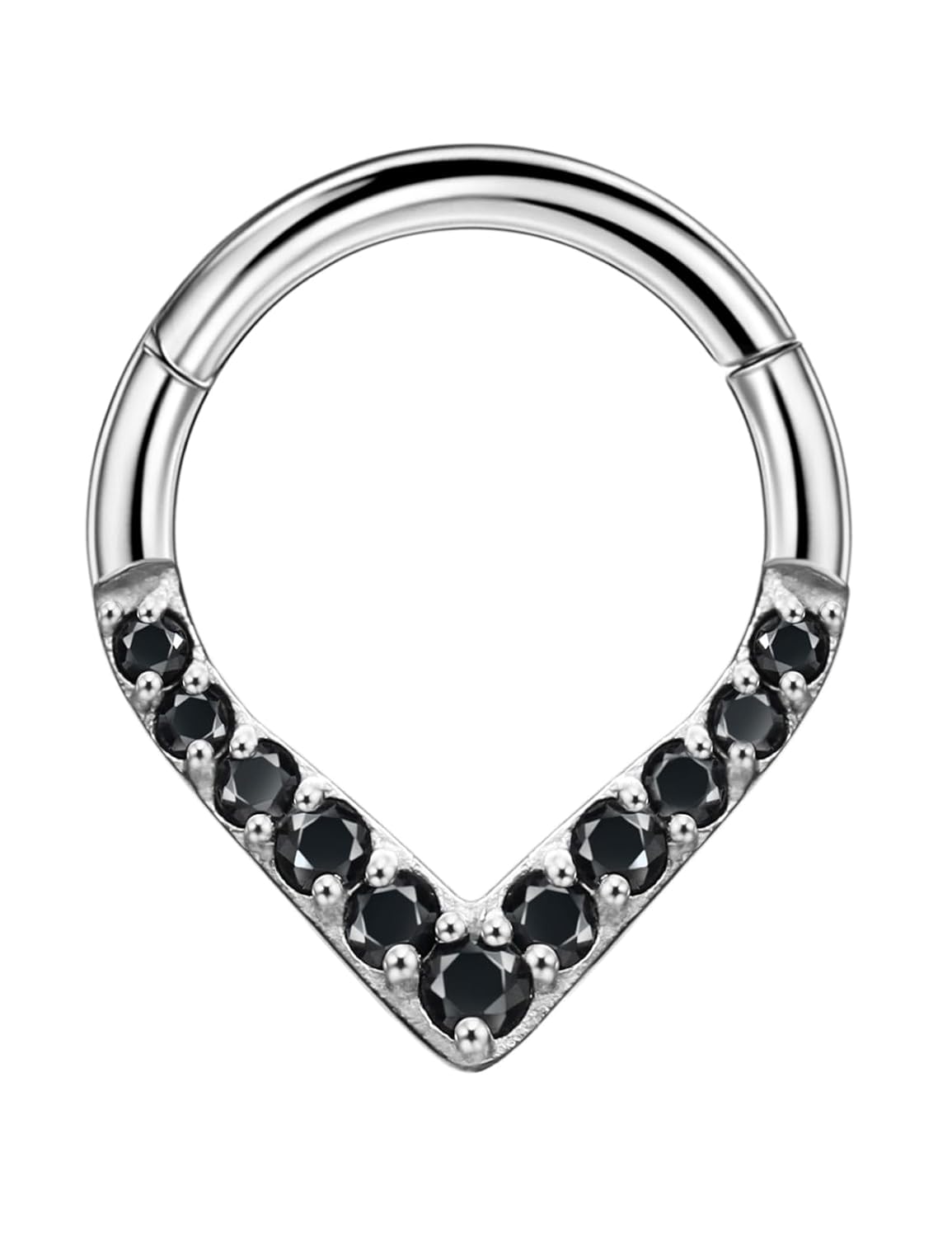 5-Pack CZ Septum Clicker Nose Rings - 16G 316L Surgical Steel With Cubic Zirconia