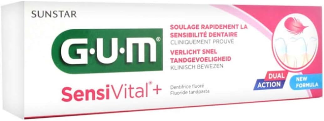 GUM Sensi Vital+ Dual Action Toothpaste with Fluoride 75 ml (2.5 Fl Oz) 1 unit - Made in Italy [italian import].