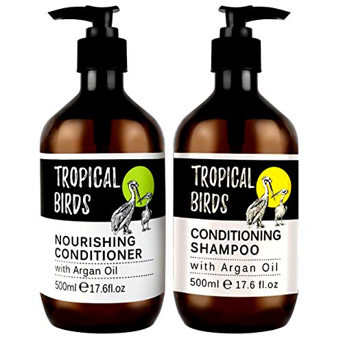 Moroccan Argan Oil Shampoo & Conditioner Set(17.6Fl-Ozx2/500ml) For Hair Shine, Thickening, damaged, dry, Dandruff, Itchy Scalp Treatment-All Hair Types