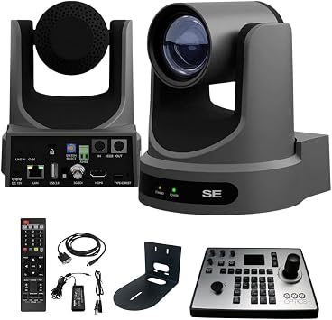 PTZOptics Move SE PTZ Camera with 20x Optical Zoom (Gray) (PT20X-SE-GY-G3) + PT-Joy-G4 Controller + Wall Mount