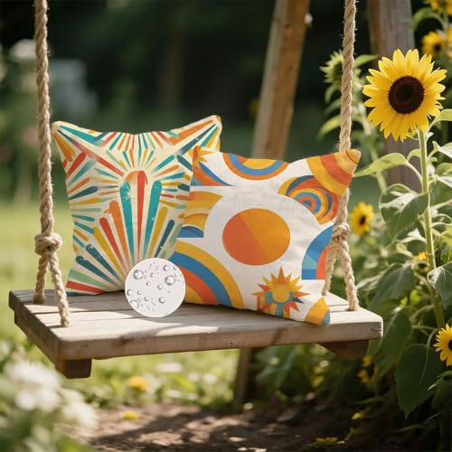 Coussin extérieur imperméable 65x65cm orange rétro pour salon de jardin - 3