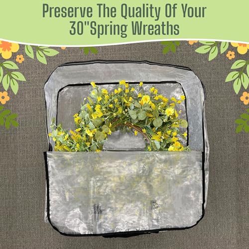 Image of VENO 10 Pack Summer Wreath Storage Bag, Spring, Christmas Decoration Garland Container, 30 Inch Clear Door Wreath Organizers, Moving Boxes, Packing Supplies for College (Square - 10 Pack)
