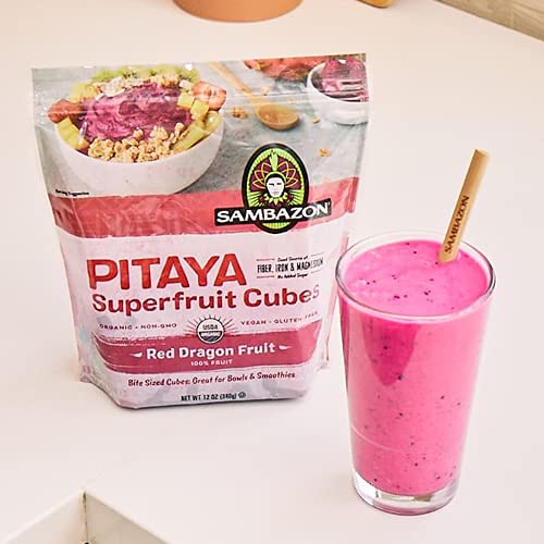 Sambazon, Pitaya Superfruit Cubes, Red Dragon Fruit, 12 Ounce