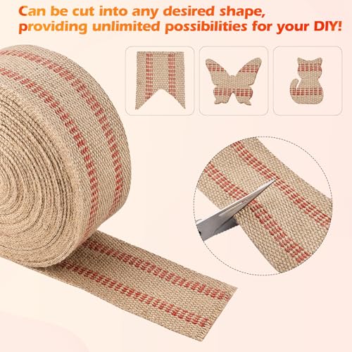 Image of YaeCCC Craft Jute Webbing Tape, 3.5 inch x 10 Yd,Upholstery Straps Heavy-Duty for Chair Repair, Crafting, Burlap Ribbon, Upholstery